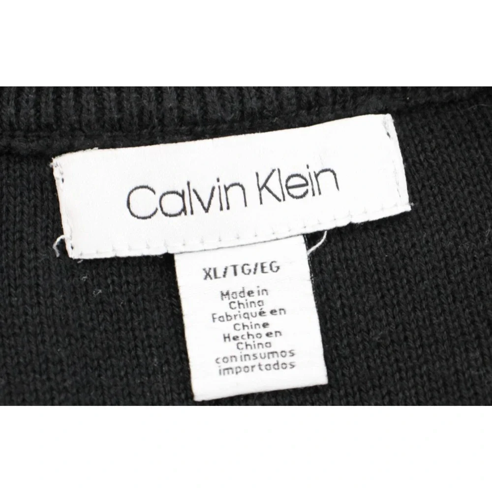 Calvin Klein Sweater Mens XL Cotton Tight Knit Mock Neck Quarter Zip
